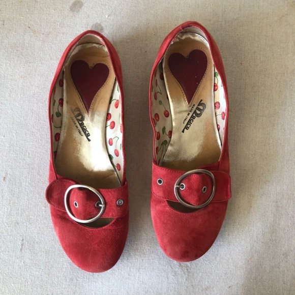 Red suede flat Italian shoes 37 - Picture 4 of 6